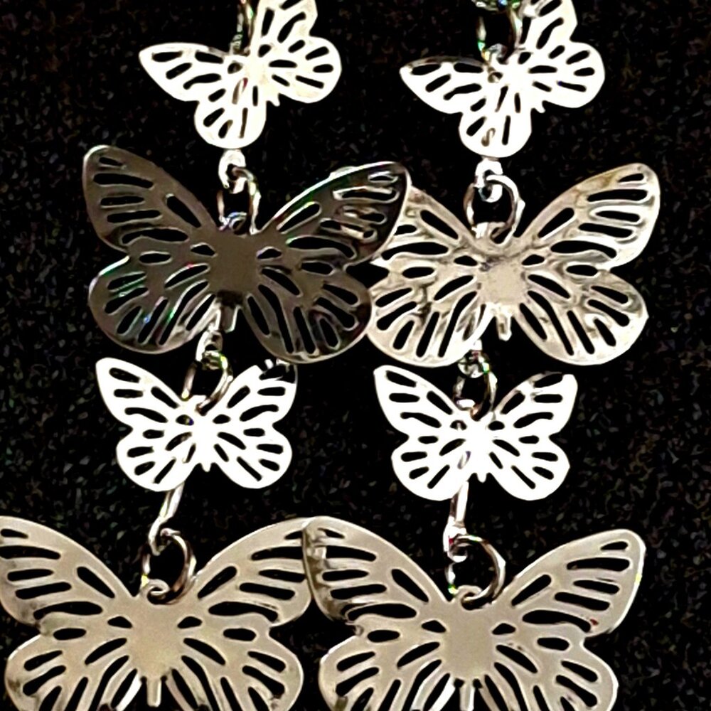 Beautiful Stainless Steel Multi-Butterfly Drop Dangle Earrings